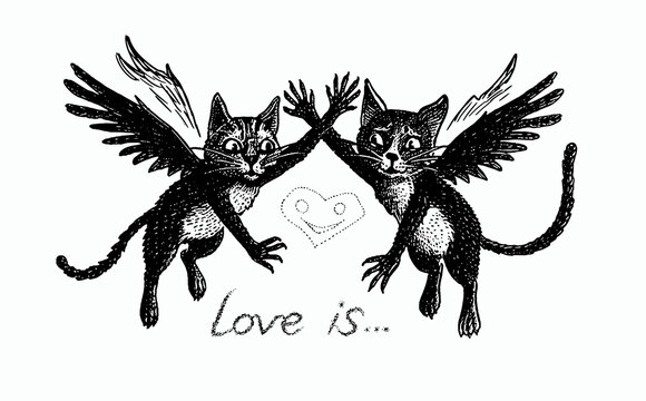 Cat  Love I love you darling sweet charm kiss your heart Happy Valentine's Day