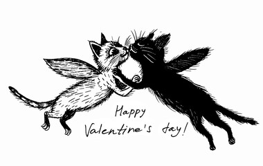 Cat  Love I love you darling sweet charm kiss your heart Happy Valentine's Day