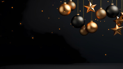 Luxurious Christmas balls on glowing bokeh background, Christmas and New Year minimalistic background