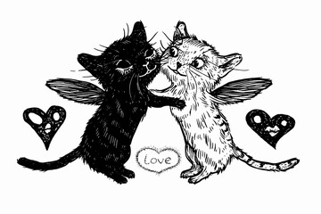 Cat  Love I love you darling sweet charm kiss your heart Happy Valentine's Day