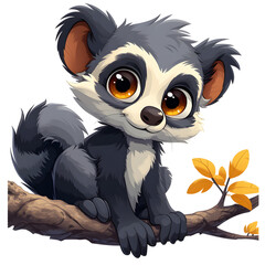Fototapeta premium Vector Image of Cute Luna the Lemur Clipart