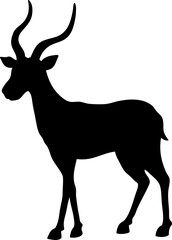 Vector Cartoon Antelope With Big Horns Silhouette
