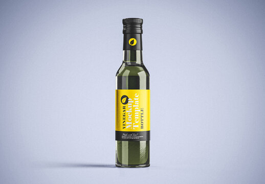 Glass Vinegar Bottle Mockup with Label