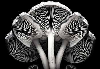 black and white mushrooms - obrazy, fototapety, plakaty