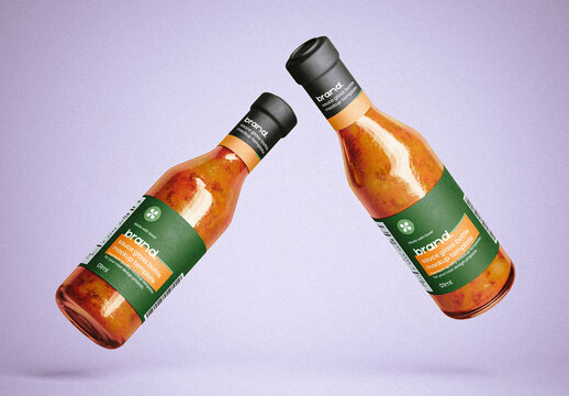 Glass Sauce Bottle Mockup Scene