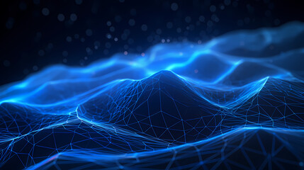 Futuristic technology background of digital glowing waves and network system