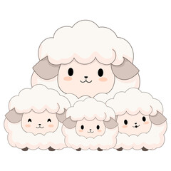 sheep, cartoon, cute, animal, illustration, vector, character, farm, happy, baby, funny, design, isolated, graphic, white, nature, set, lamb, sweet, art, drawing, wild, wool, collection, fun, cow,