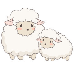 sheep, cartoon, cute, animal, illustration, vector, character, farm, happy, baby, funny, design, isolated, graphic, white, nature, set, lamb, sweet, art, drawing, wild, wool, collection, fun, cow,