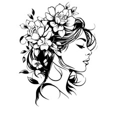 woman line art, line art, mandala art, girl outline, drawing, outline, woman, hair, face, beauty, vector, flower, fashion, illustration, floral, head, art, silhouette, sketch, flowers, nature, design,
