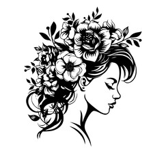 woman line art, line art, mandala art, girl outline, drawing, outline, woman, hair, face, beauty, vector, flower, fashion, illustration, floral, head, art, silhouette, sketch, flowers, nature, design,