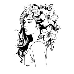 woman line art, line art, mandala art, girl outline, drawing, outline, woman, hair, face, beauty, vector, flower, fashion, illustration, floral, head, art, silhouette, sketch, flowers, nature, design,