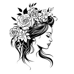 woman line art, line art, mandala art, girl outline, drawing, outline, woman, hair, face, beauty, vector, flower, fashion, illustration, floral, head, art, silhouette, sketch, flowers, nature, design,