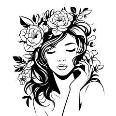 woman line art, line art, mandala art, girl outline, drawing, outline, woman, hair, face, beauty, vector, flower, fashion, illustration, floral, head, art, silhouette, sketch, flowers, nature, design,