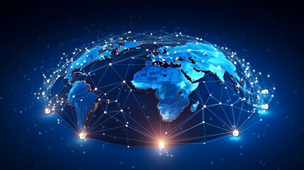 Fototapeta premium Futuristic technology background of digital glowing waves and network system