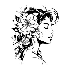 woman line art, line art, mandala art, girl outline, drawing, outline, woman, hair, face, beauty, vector, flower, fashion, illustration, floral, head, art, silhouette, sketch, flowers, nature, design,