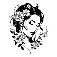 woman line art, line art, mandala art, girl outline, drawing, outline, woman, hair, face, beauty, vector, flower, fashion, illustration, floral, head, art, silhouette, sketch, flowers, nature, design,