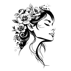 woman line art, line art, mandala art, girl outline, drawing, outline, woman, hair, face, beauty, vector, flower, fashion, illustration, floral, head, art, silhouette, sketch, flowers, nature, design,