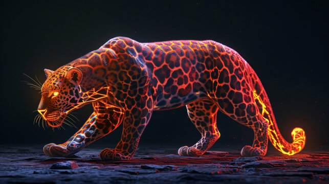 3D Printed Rendered Art of Leopard