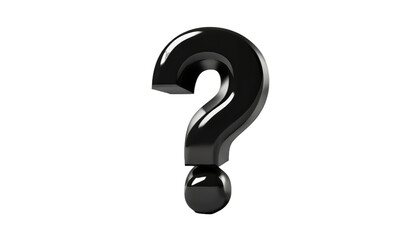 Black question mark isolated on transparent background.