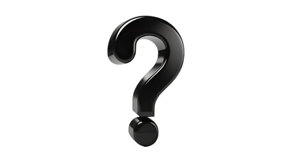 Black question mark isolated on transparent background.