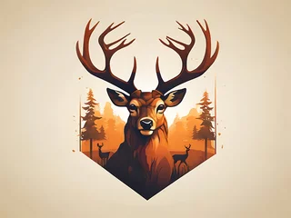 Foto op Plexiglas flat vector logo of "deer" ,deer logo ,deer illustration © MUHAMMAD
