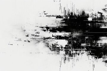 abstract black and white glitch effect background lines grit and grain