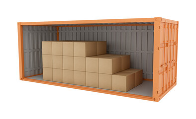 cargo container with open view in png. open cargo container with no background