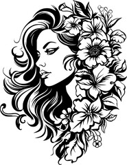 woman line art, line art, mandala art, girl outline, drawing, outline, woman, hair, face, beauty, vector, flower, fashion, illustration, floral, head, art, silhouette, sketch, flowers, nature, design,