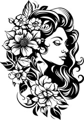 woman line art, line art, mandala art, girl outline, drawing, outline, woman, hair, face, beauty, vector, flower, fashion, illustration, floral, head, art, silhouette, sketch, flowers, nature, design,