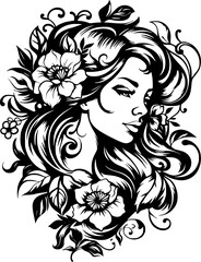 woman line art, line art, mandala art, girl outline, drawing, outline, woman, hair, face, beauty, vector, flower, fashion, illustration, floral, head, art, silhouette, sketch, flowers, nature, design,