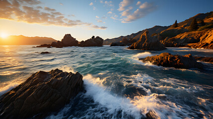 Fototapeta premium Sunny landscape view of the coast