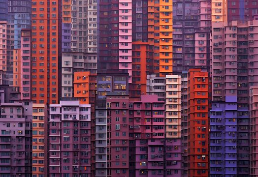 Colorful multi-storey building with many rooms © George Designpro