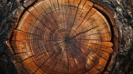 Stump of tree felled section of the oak trunk