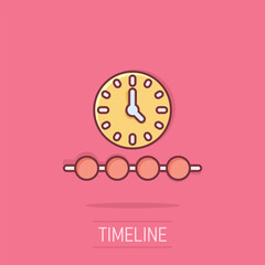 Timeline icon in comic style. Progress cartoon vector illustration on isolated background. Diagram splash effect business concept.