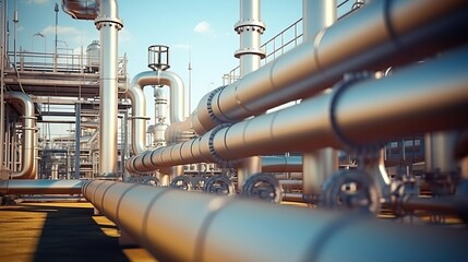 Pipeline and pipe rack of an oil chemical hydrogen - obrazy, fototapety, plakaty