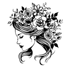 woman line art, line art, mandala art, girl outline, drawing, outline, woman, hair, face, beauty, vector, flower, fashion, illustration, floral, head, art, silhouette, sketch, flowers, nature, design,