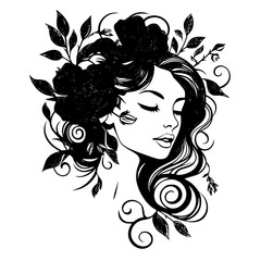 woman line art, line art, mandala art, girl outline, drawing, outline, woman, hair, face, beauty, vector, flower, fashion, illustration, floral, head, art, silhouette, sketch, flowers, nature, design,