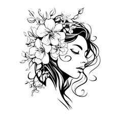 woman line art, line art, mandala art, girl outline, drawing, outline, woman, hair, face, beauty, vector, flower, fashion, illustration, floral, head, art, silhouette, sketch, flowers, nature, design,