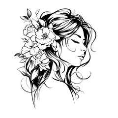 woman line art, line art, mandala art, girl outline, drawing, outline, woman, hair, face, beauty, vector, flower, fashion, illustration, floral, head, art, silhouette, sketch, flowers, nature, design,