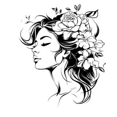 woman line art, line art, mandala art, girl outline, drawing, outline, woman, hair, face, beauty, vector, flower, fashion, illustration, floral, head, art, silhouette, sketch, flowers, nature, design,