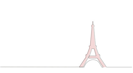 The Eiffel Tower in Paris. One continuous line. Hand drawing. French landmarks and city architecture in a simple linear style. You can edit the strokes.