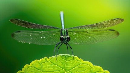 Stunning close-up of a dragonfly showcasing intricate wing details.