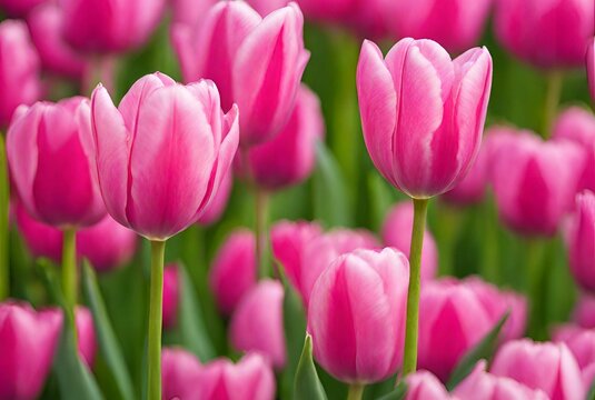 Pink Tulip Flowers Close-Up