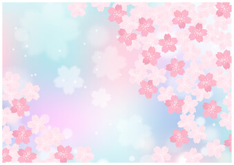 Fototapeta na wymiar 桜の花が美しい春の桜フレーム背景22碧桜