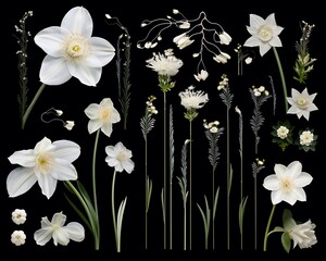 white orchids on black background,white flowers on black background