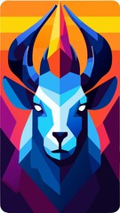 modern and abstract goat icon using geometric shapes and vibrant colors for a bold visual impact, digital art