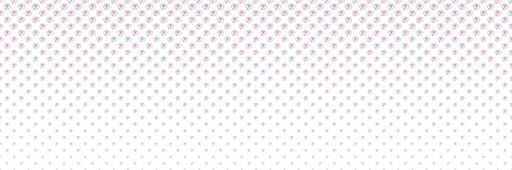 Blended  doodle pink heart in brown line on white for pattern and background, halftone effect.