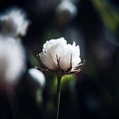 Flower of cotton, closeup. AI generative