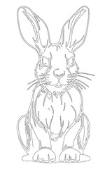 Hand drawn rabbit cute coloring book illustration
