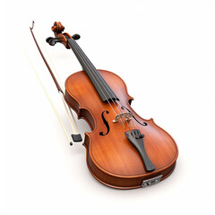 Fototapeta na wymiar 3d photo of classical wooden violin made with generative ai